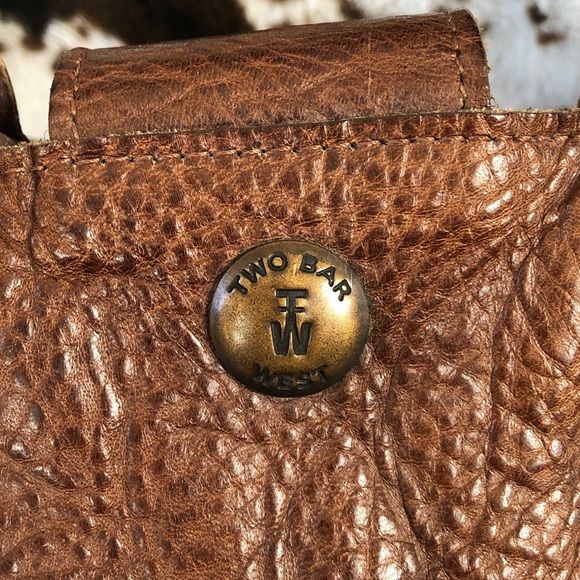 Big Two Bar West McFadin Leather Tote Bag Studded Turquoise Horse Hair Tassel - Picture 2 of 15